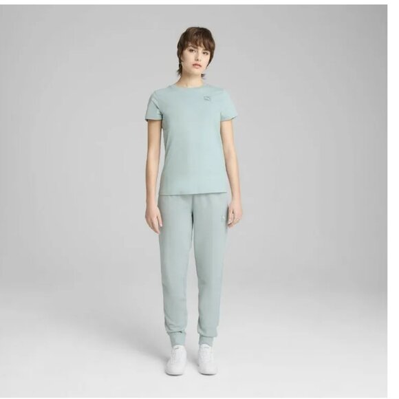 Puma ESS Elevated Basic T-Shirt in Modern Mint/Green - Picture 3 of 3